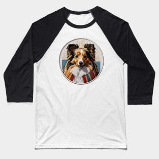 Regal Sheltie Embroidered Patch Baseball T-Shirt